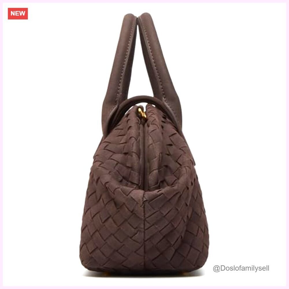 Faux Suede Woven Tote Bag Shoulder Bag Vintage Hobo Satchel Purse Chic - Picture 3 of 7